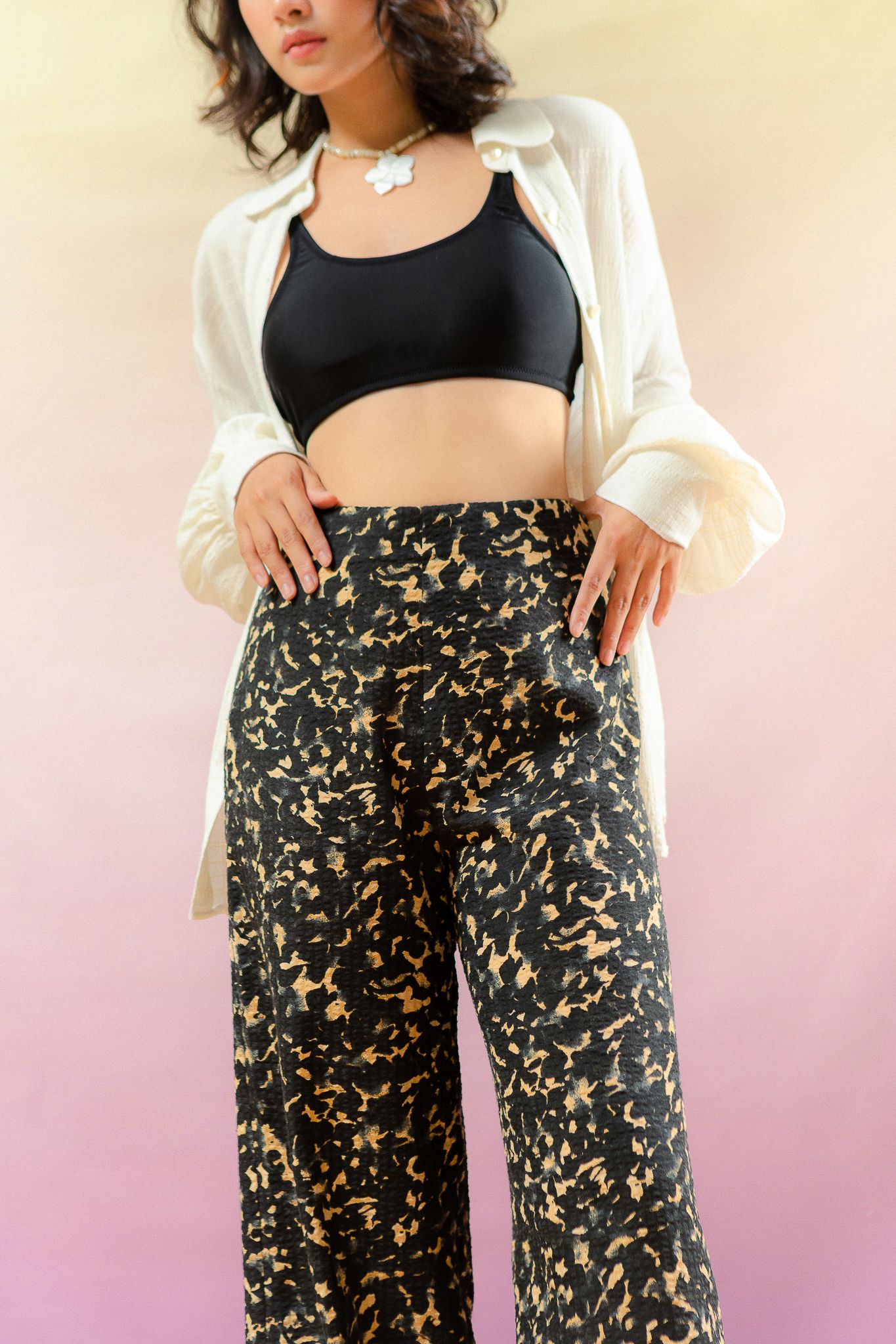  Leopard Wide Leg Trousers 