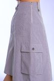  Hairline Striped Khaki Mid Length Skirt 