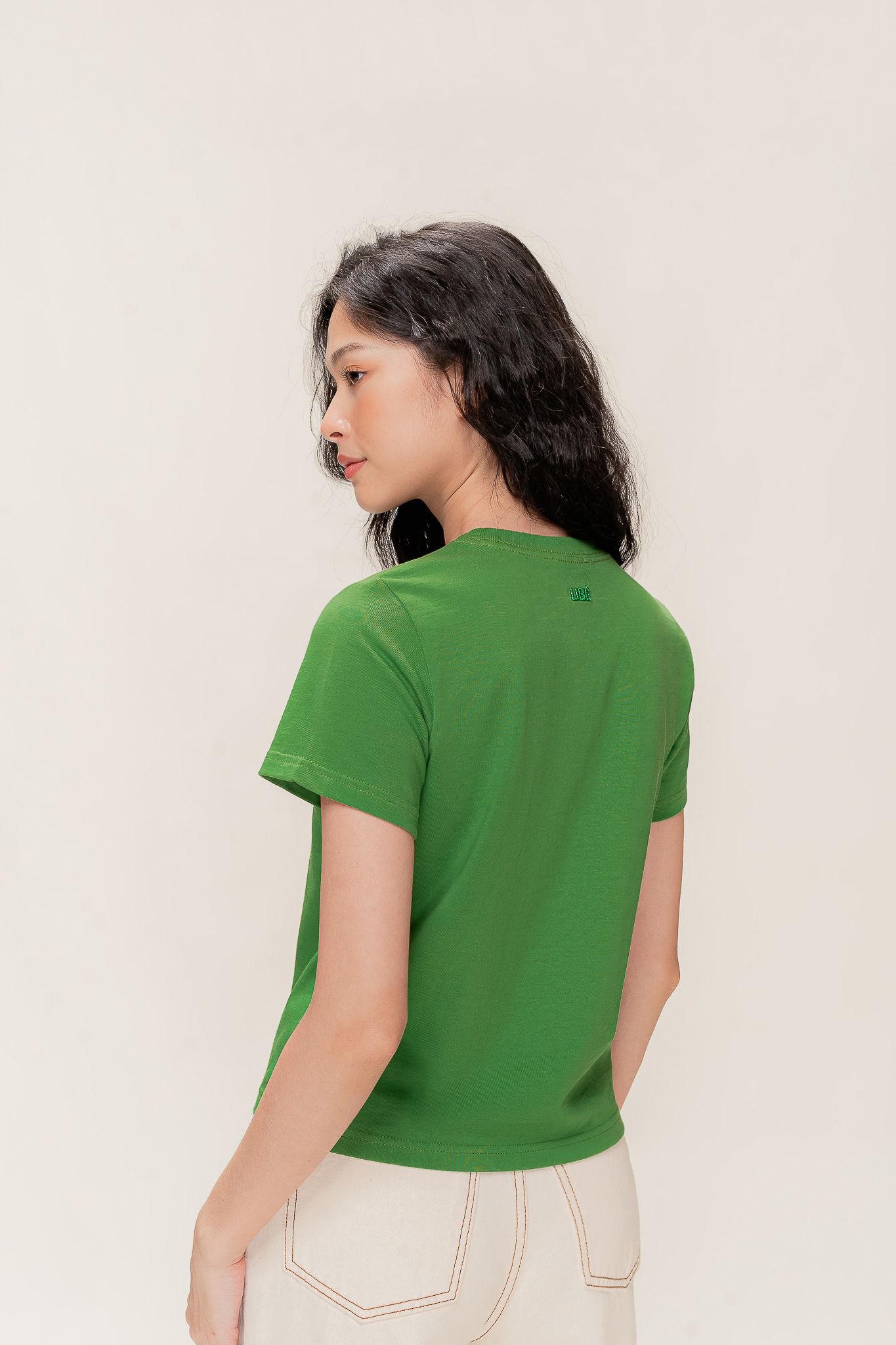  Green Basic T-shirt With Flower 