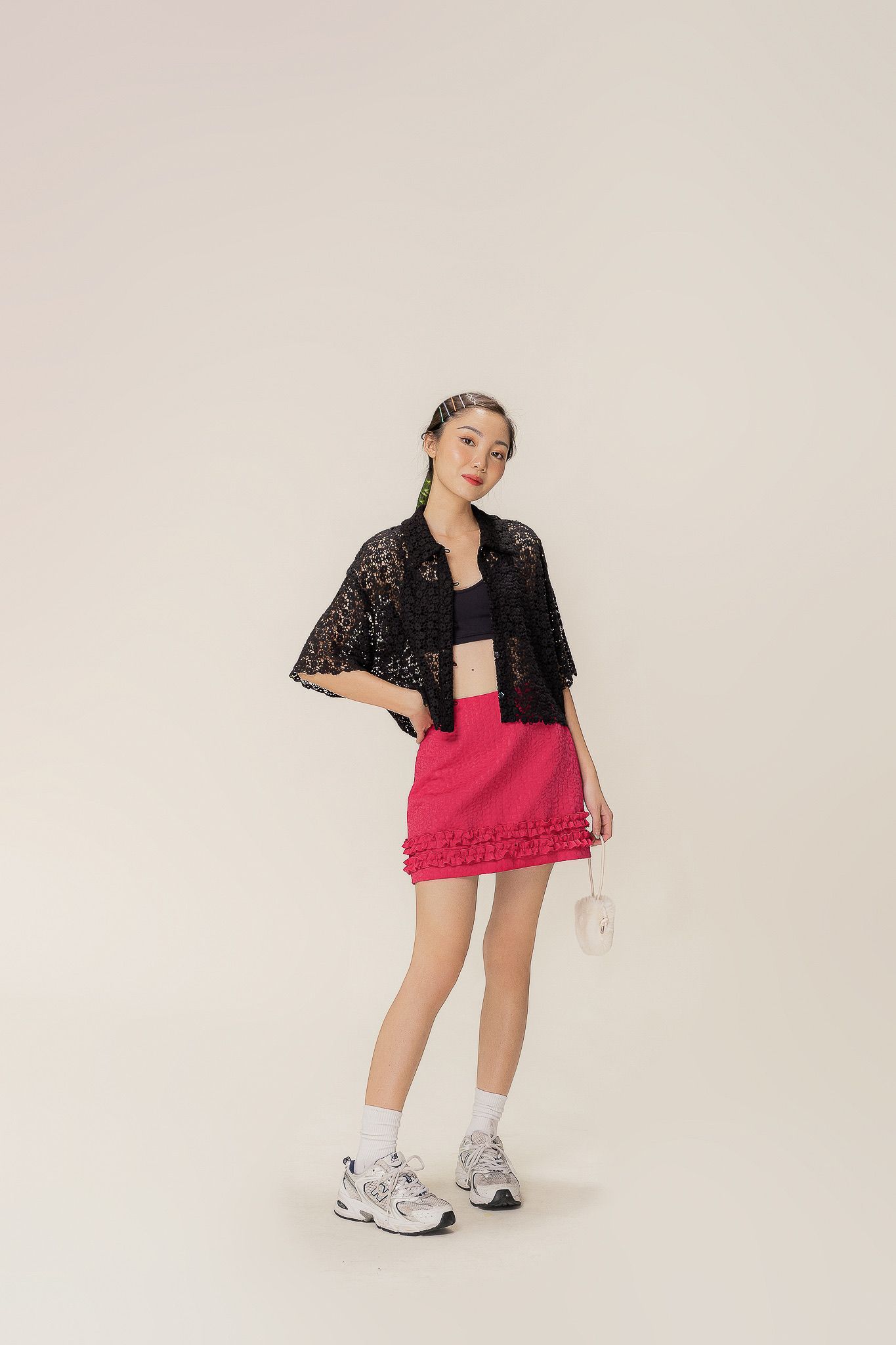  Viva Magenta Jacquard Mini Skirt 