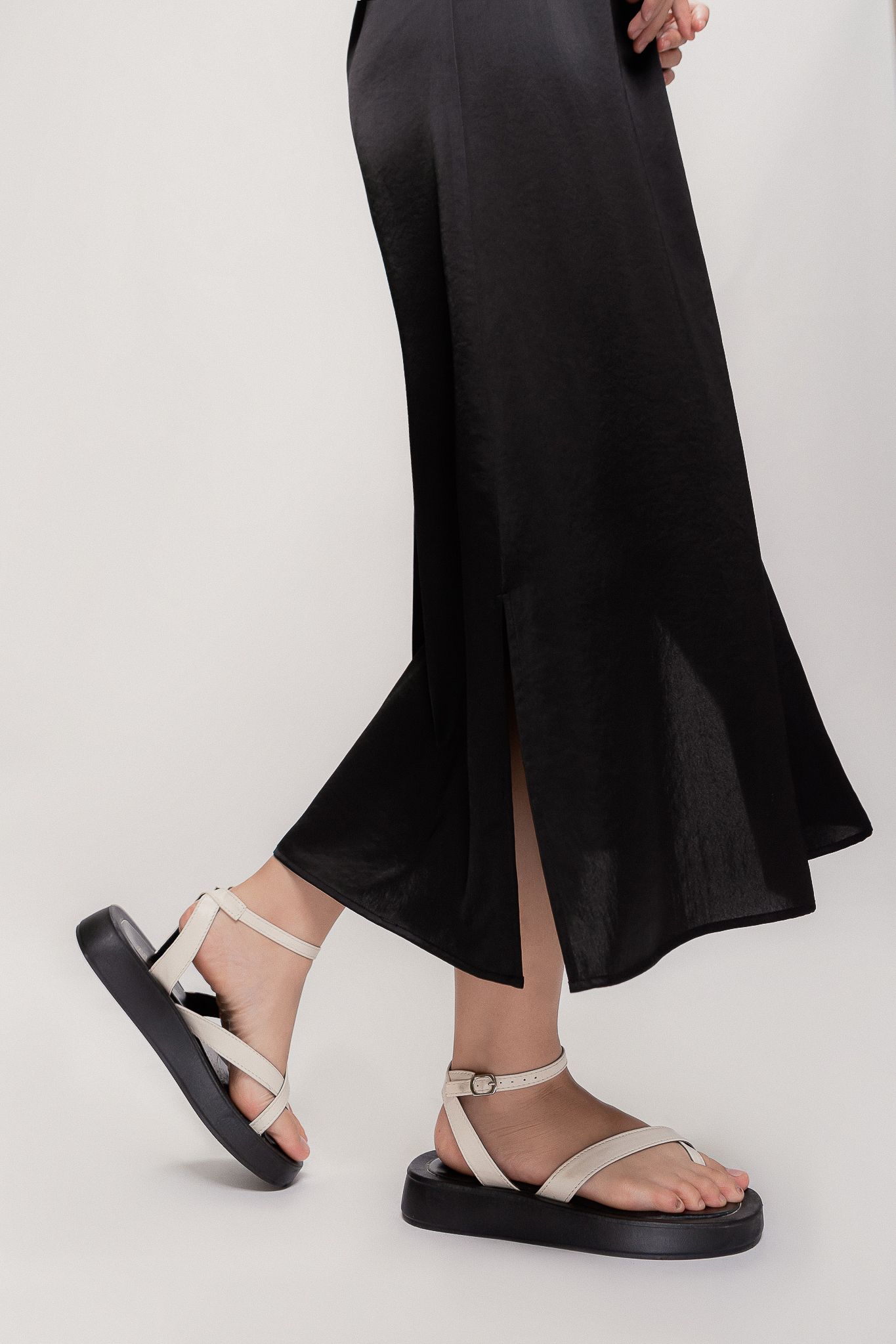  Black Silky Midi Slip Dress 