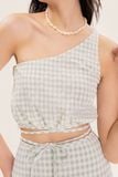  Áo kiểu - Green Checked One Shoulder Crop Top - LIBÉ 4598 