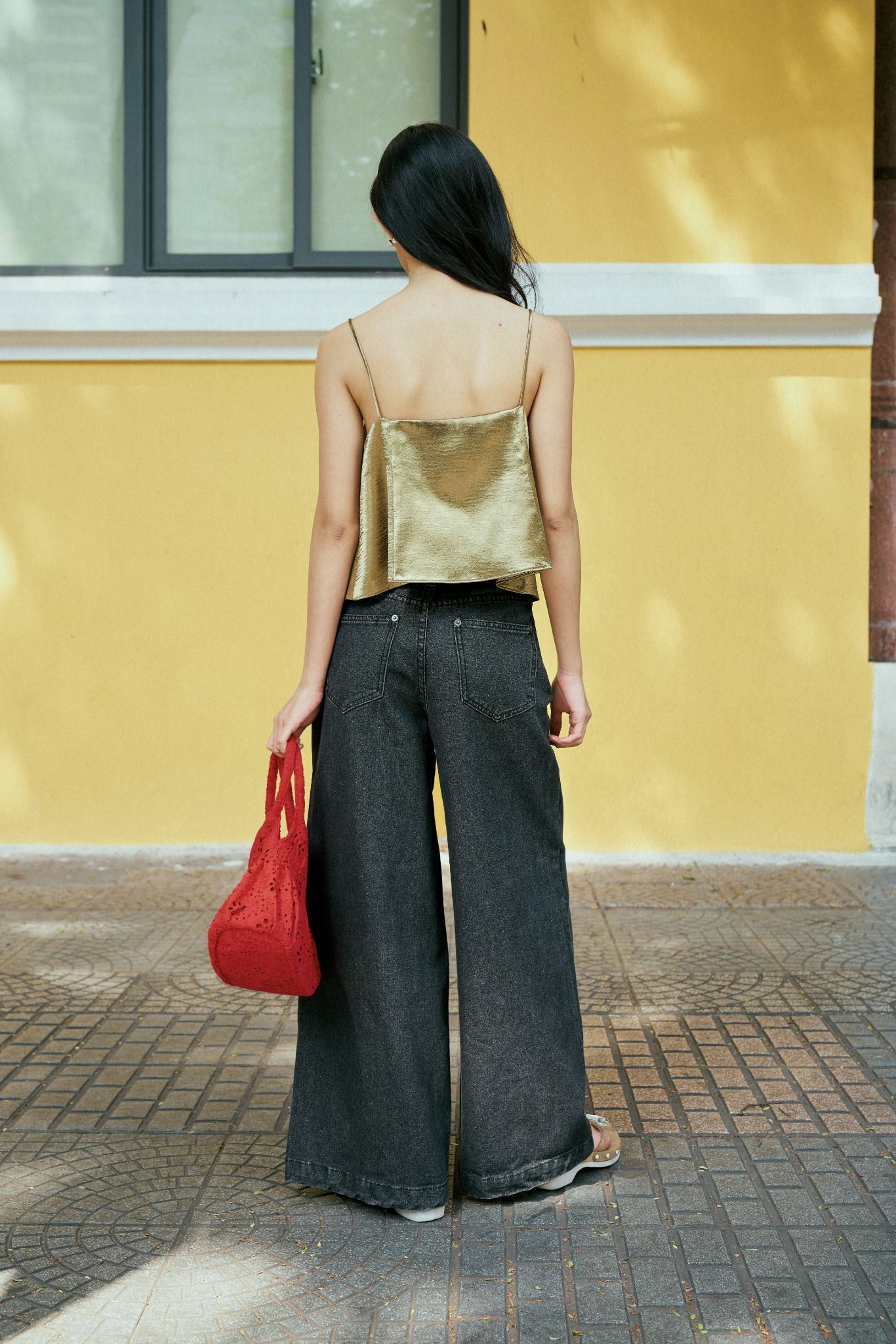  Dark Grey High Waisted Wide Leg Jeans 