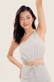  Áo kiểu - Green Checked One Shoulder Crop Top - LIBÉ 4598 