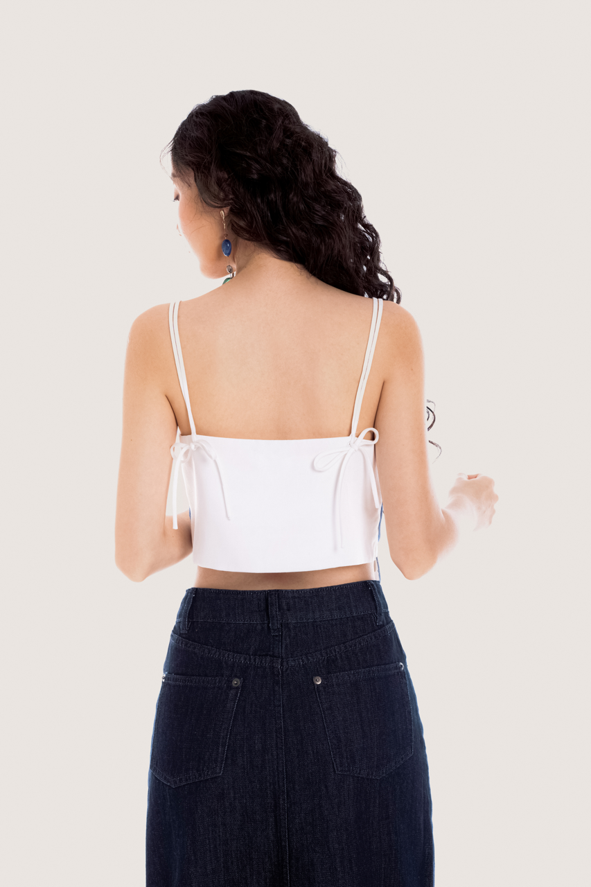  White Scalloped Edge Embroidered Straps Top 