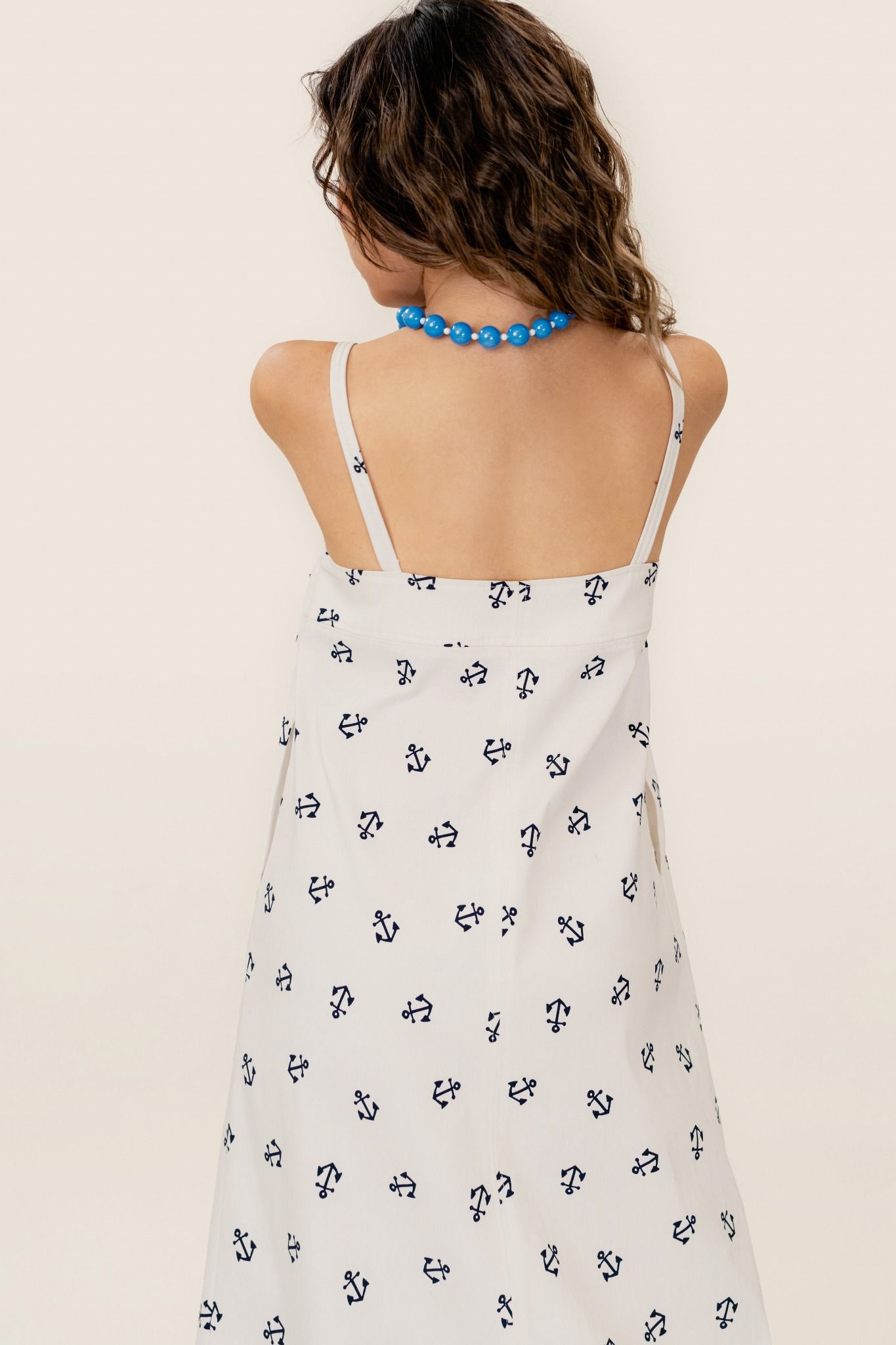  Nautical Print Strappy Midi Dress 