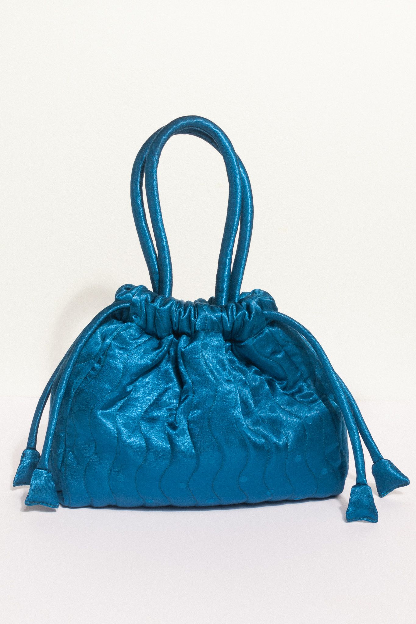  Quilted Bucket Bag - Blue 