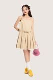  Đầm ngắn - Beige Pleated Lace Trimming Bow Belt Khaki Mini Dress - LIBÉ 5610 