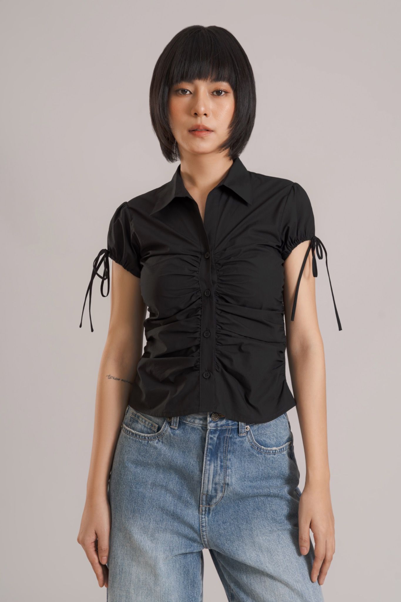  Black Ruched Shirt 