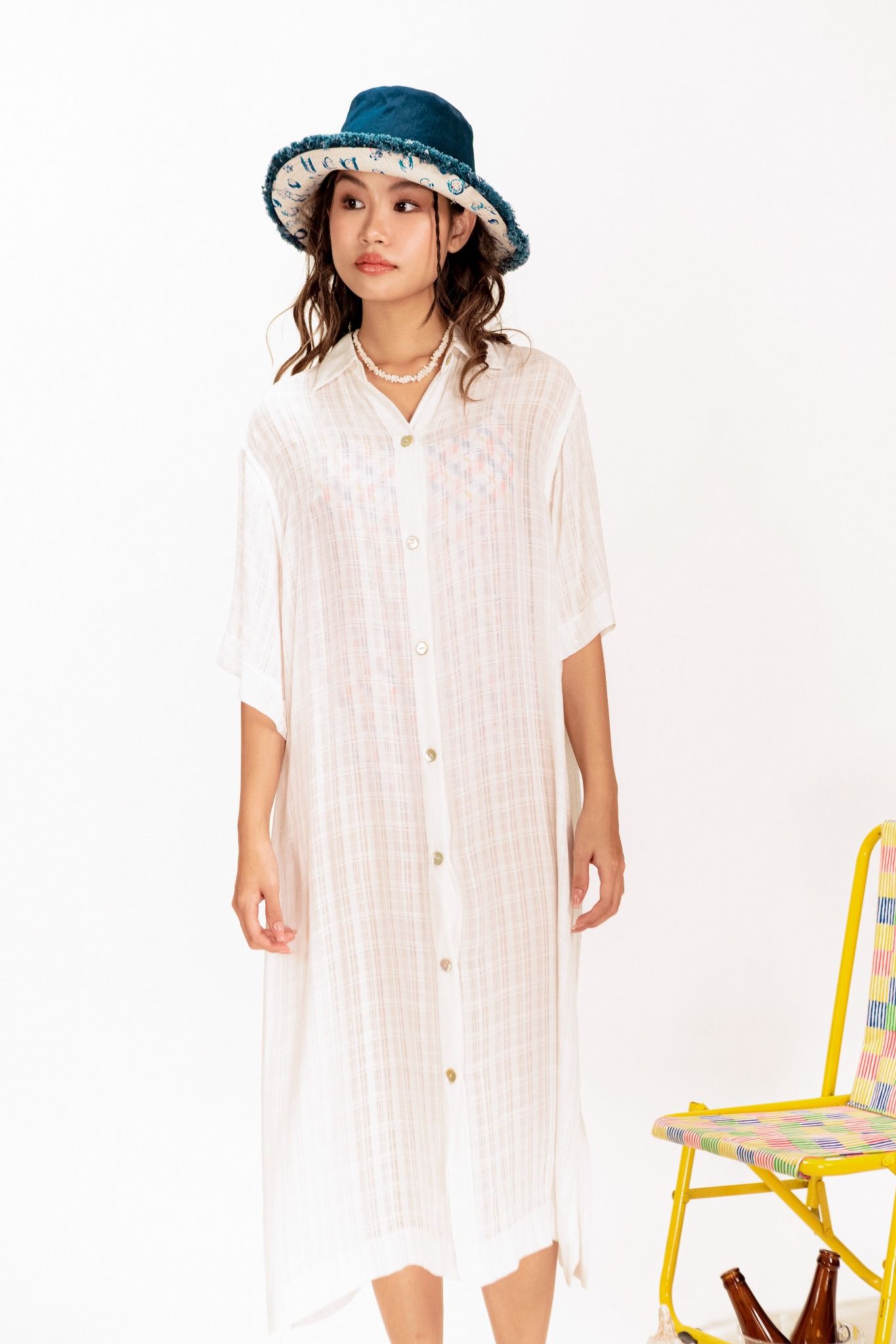  White Wine Spritz Shirt Dress 