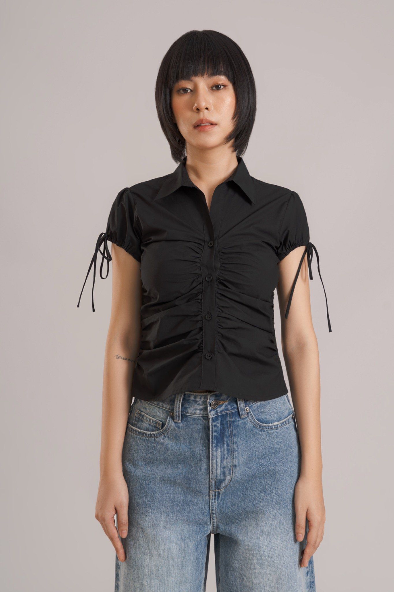 Black Ruched Shirt 