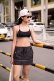  Black Low Waist Parachute Mini Skirt 