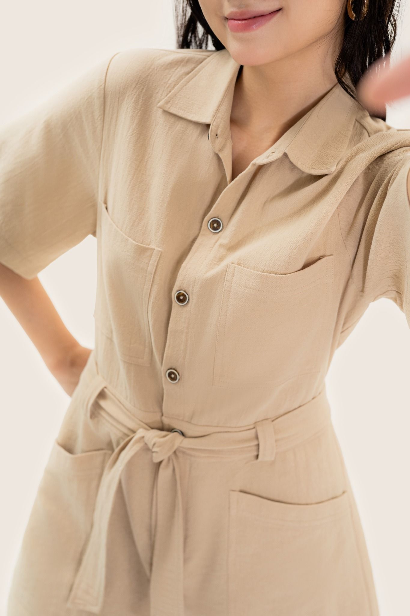  Beige Utility Playsuit 