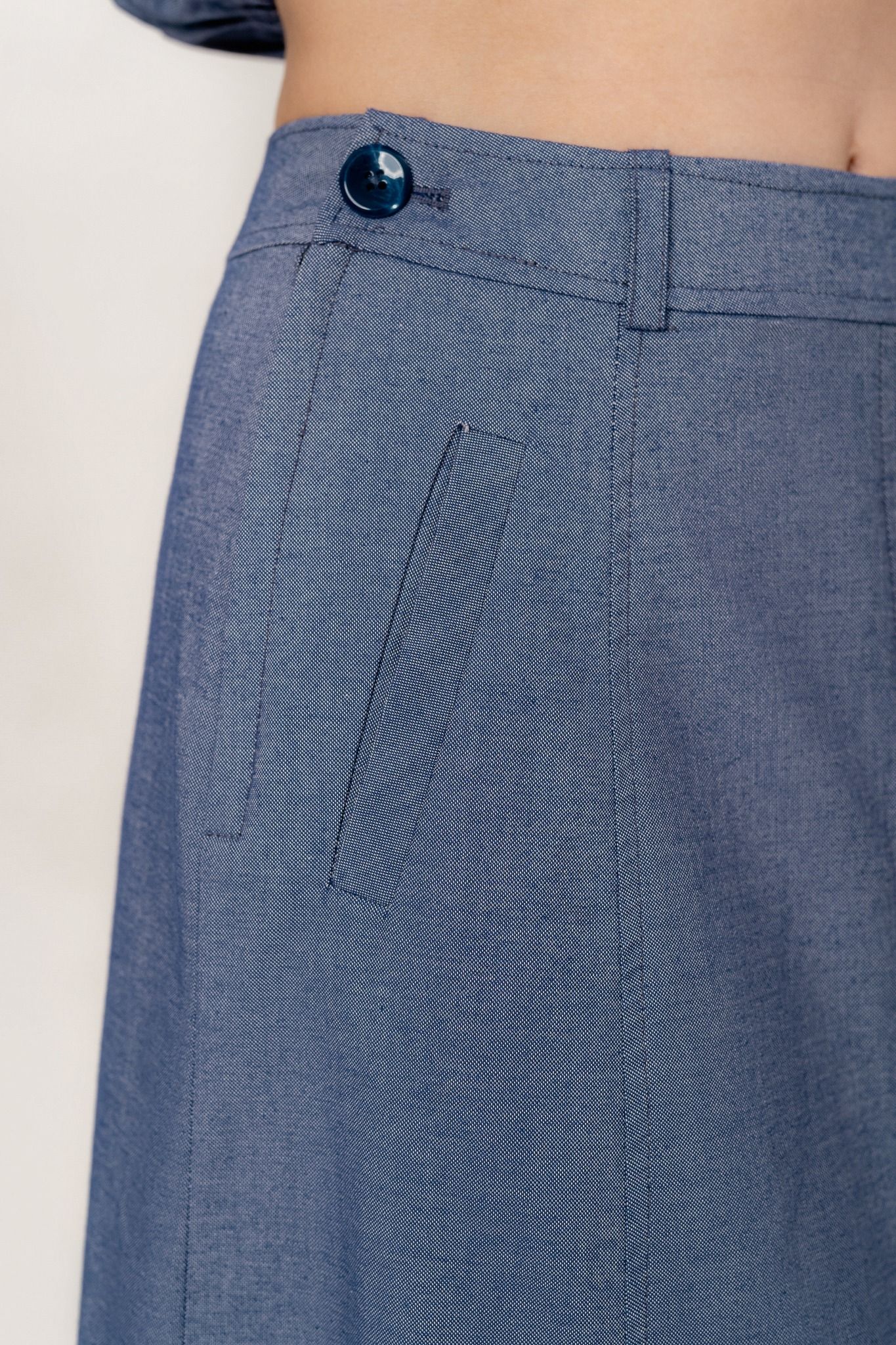  Blue A-Line Midi Skirt 