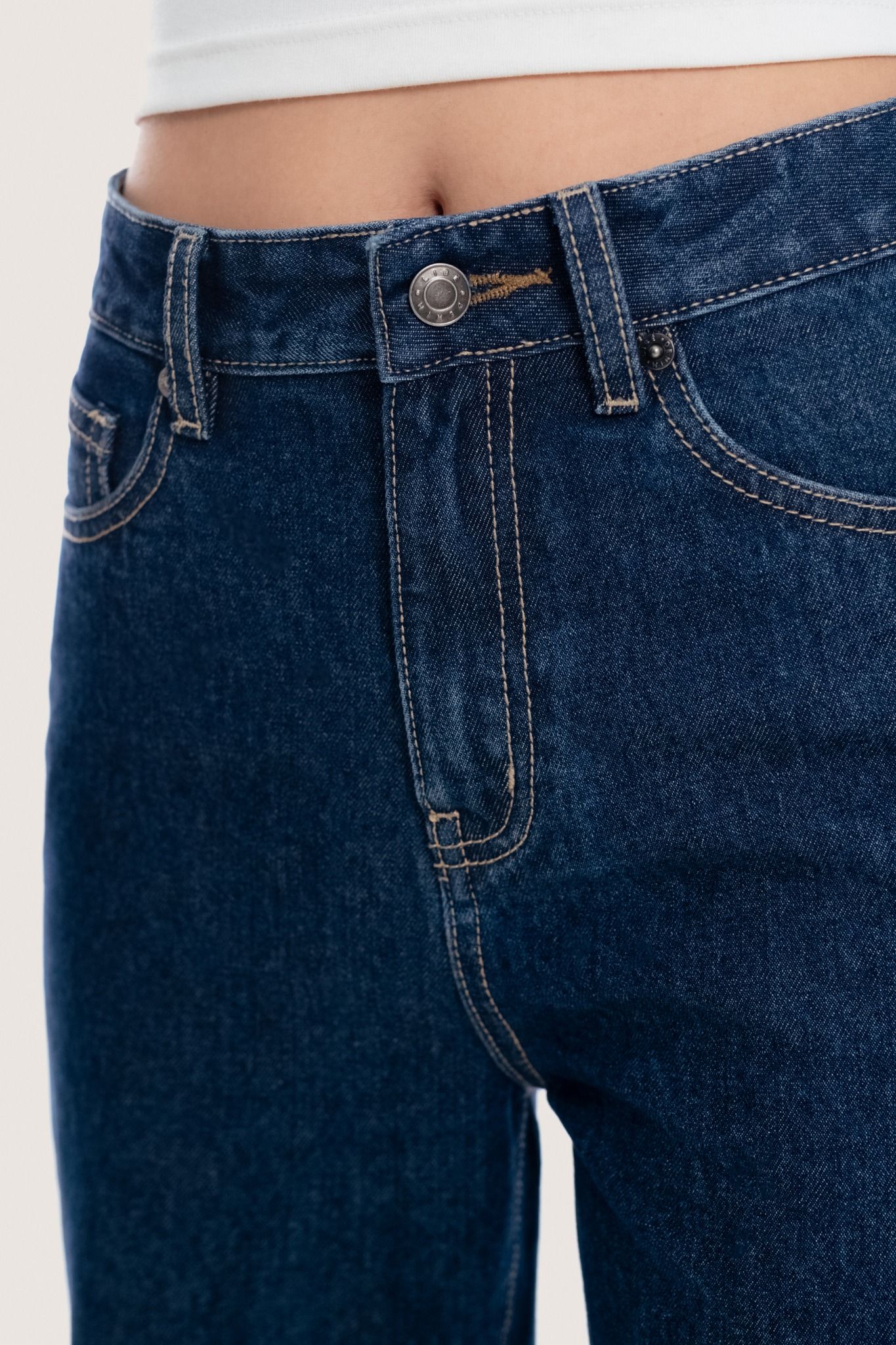  Indigo Mid Rise Flared Jeans 