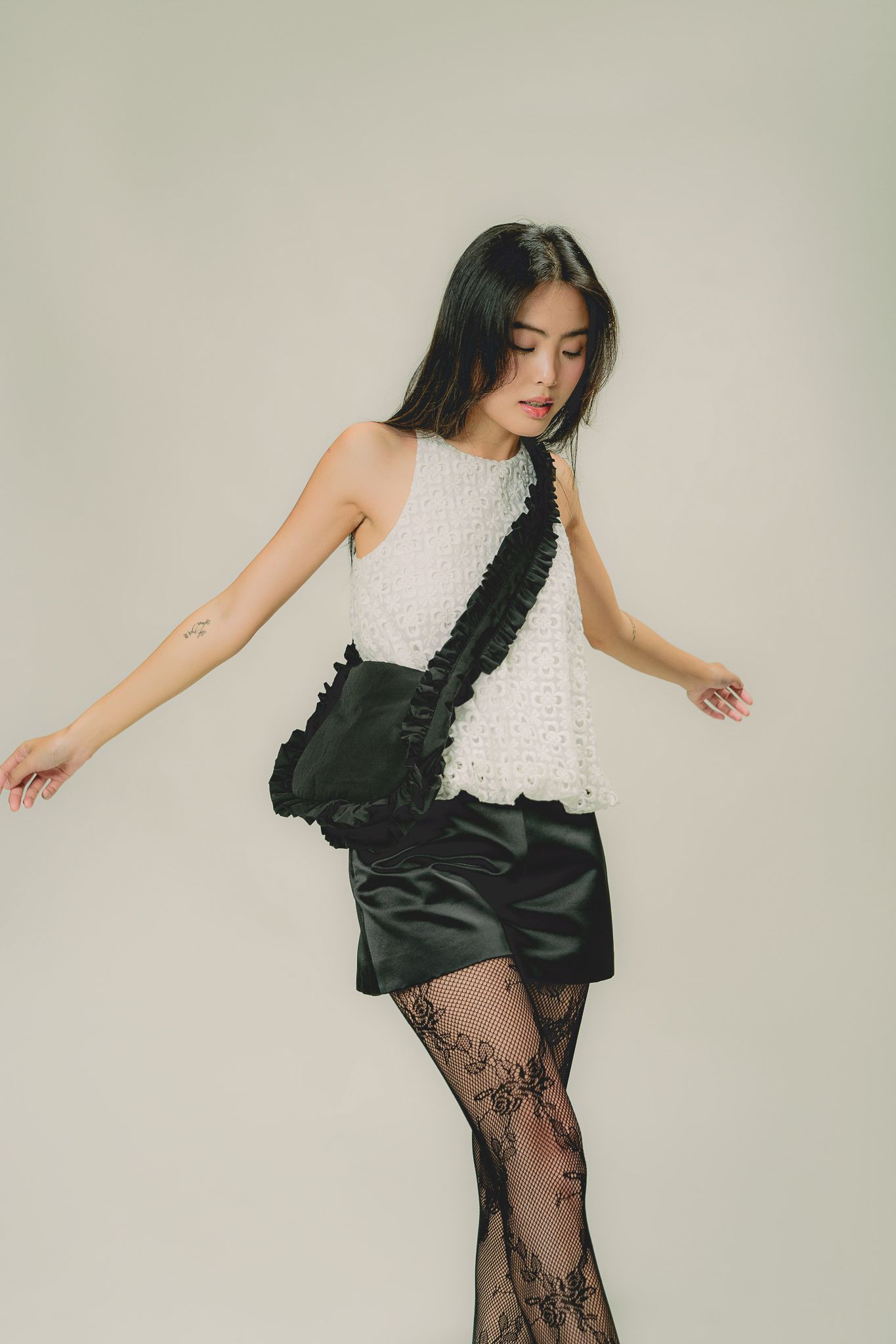  Black High Waist Taffeta Shorts 