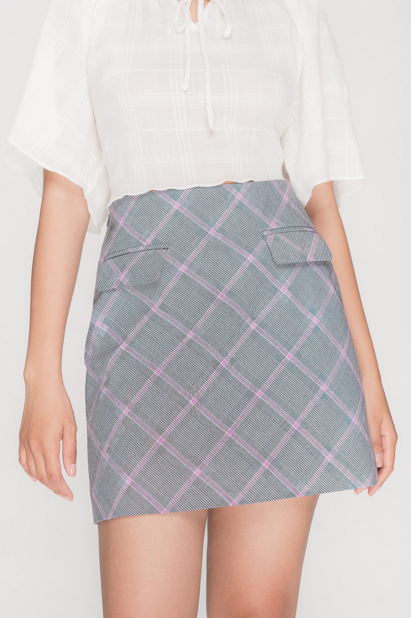  Houndstooth Pocket Mini Skirt 