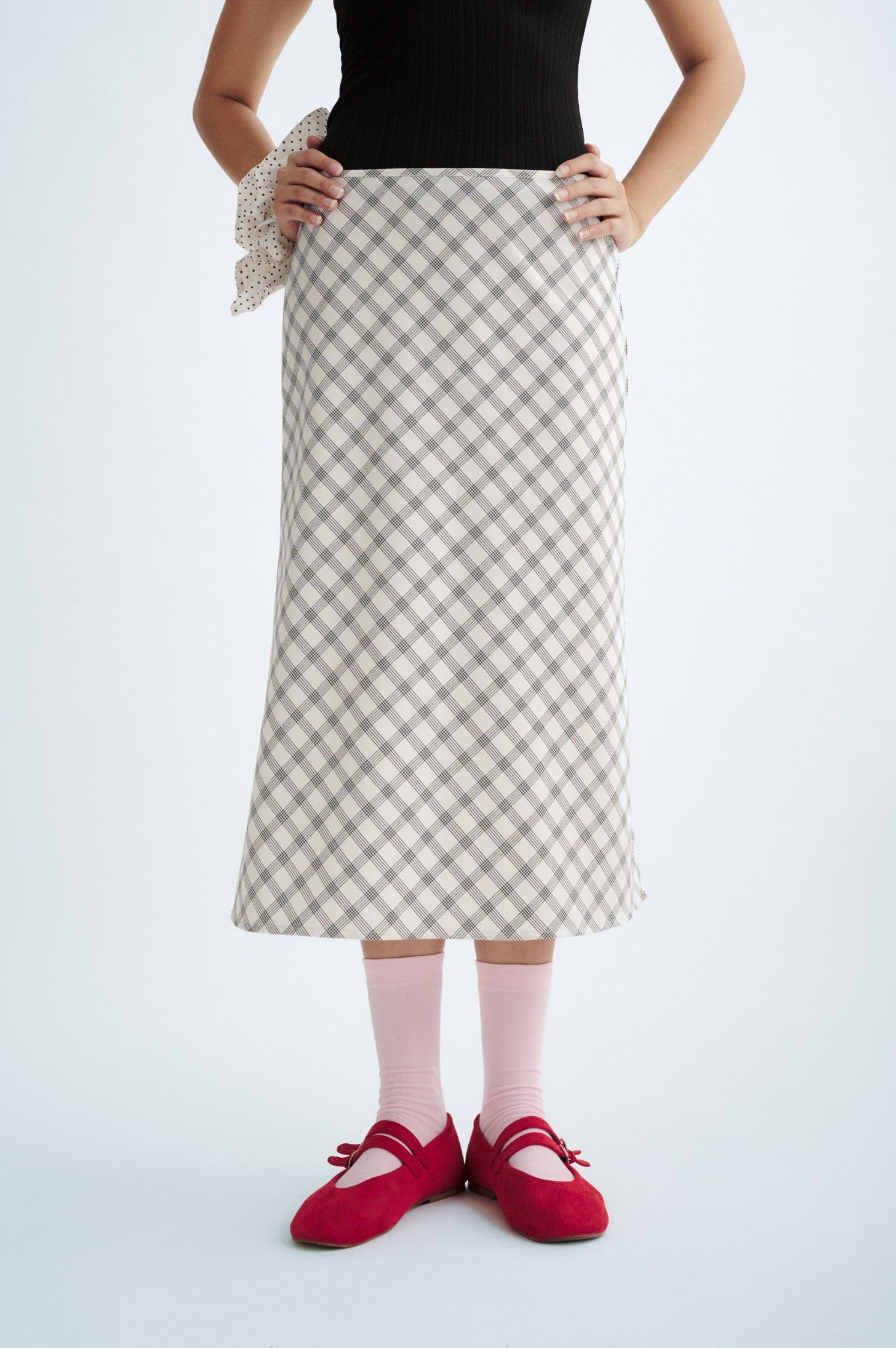  Checked Midi Skirt 