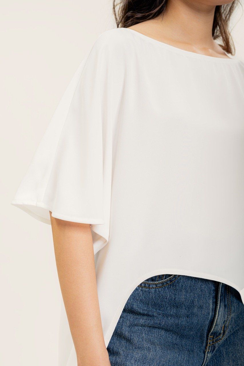  White Batwing High-low Top 