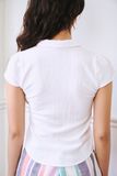  White Button-up Short Sleeve Top 