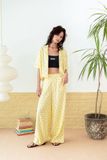  Butter Yellow Straight Leg Linen Trousers 