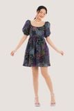  Floral Puff Sleeves Mini Dress 