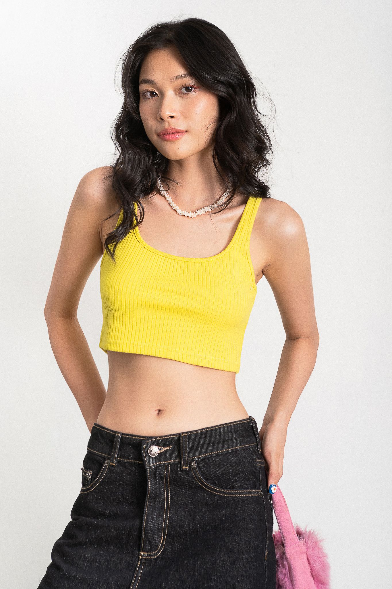  Yellow U-neck Tank Top 