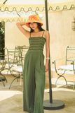 Olive Strappy Smock Jumpsuit 