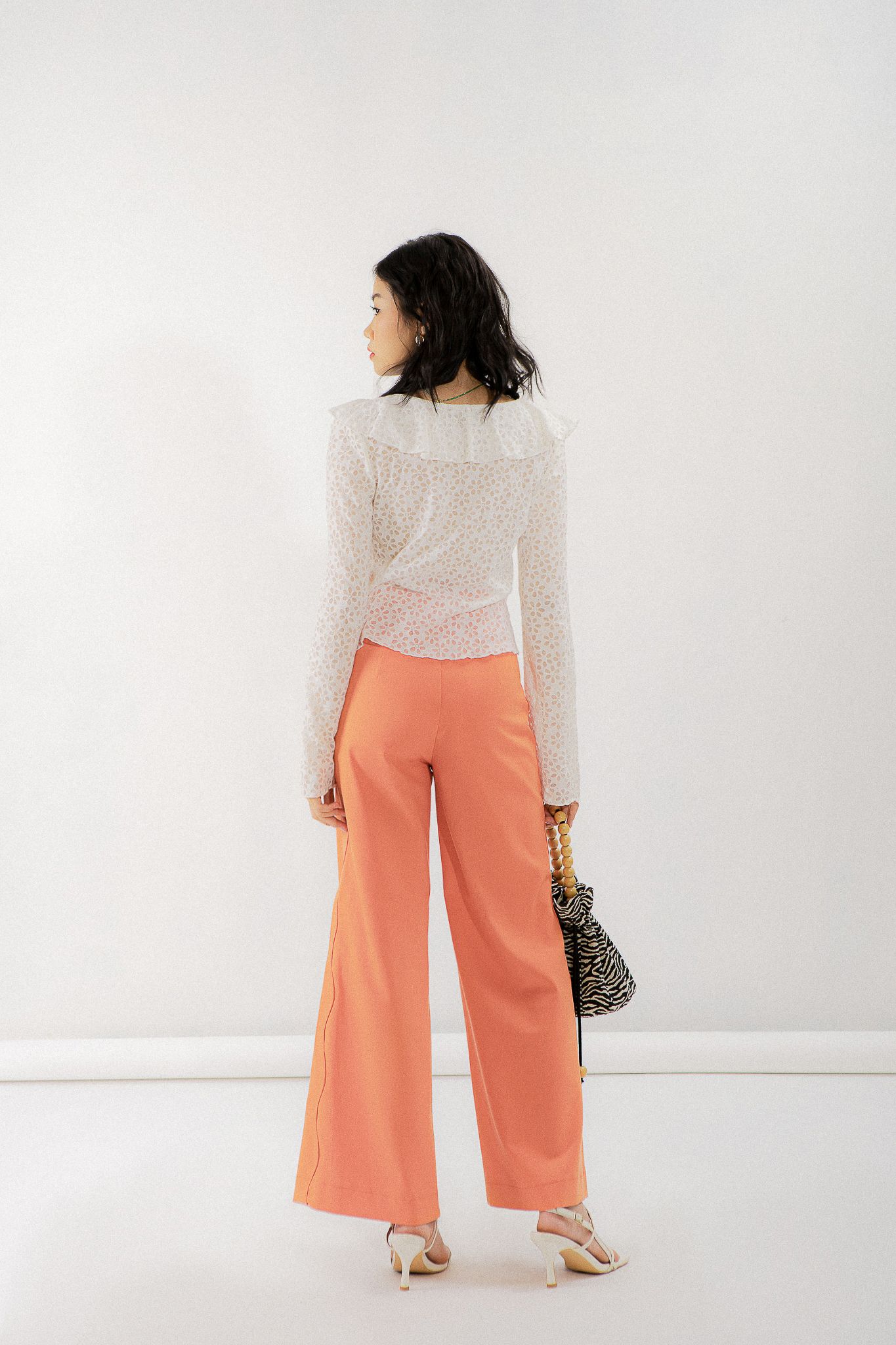  Scallop Straight Leg Trousers - Orange 