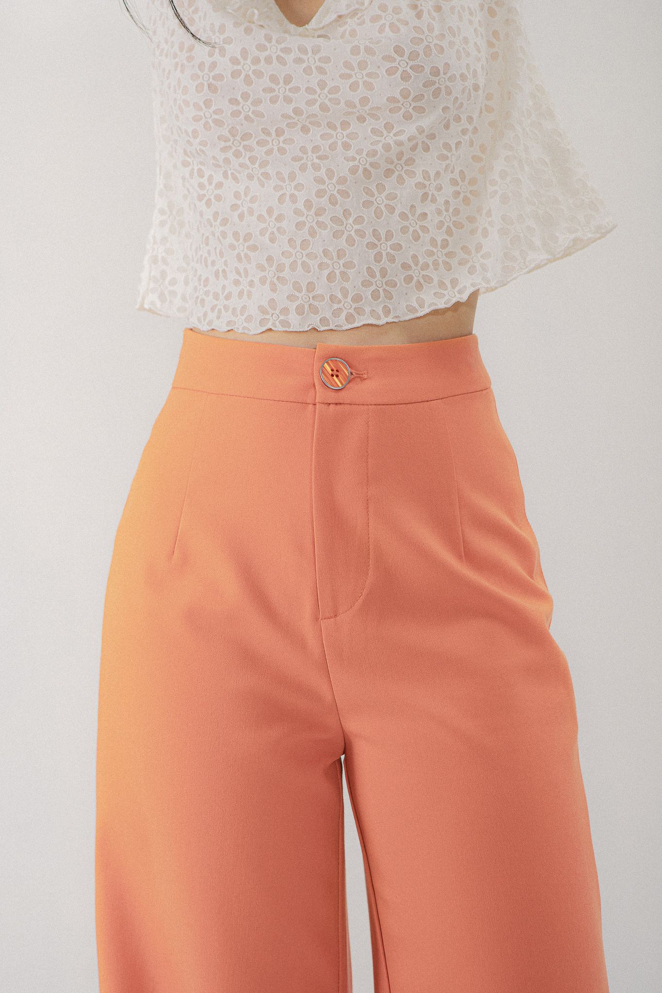  Scallop Straight Leg Trousers - Orange 