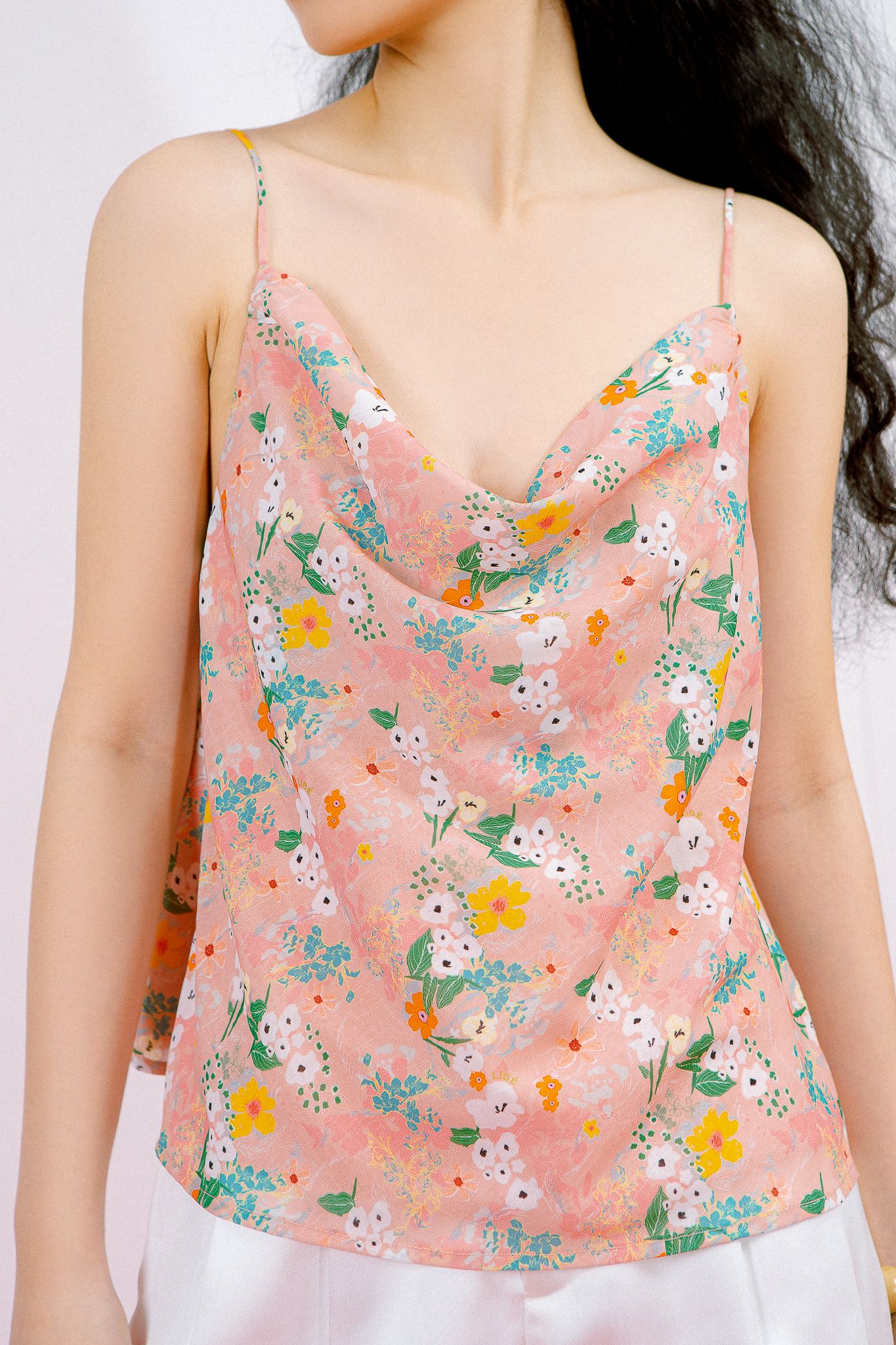  Floral Cowl Neck Camisole - Pink 