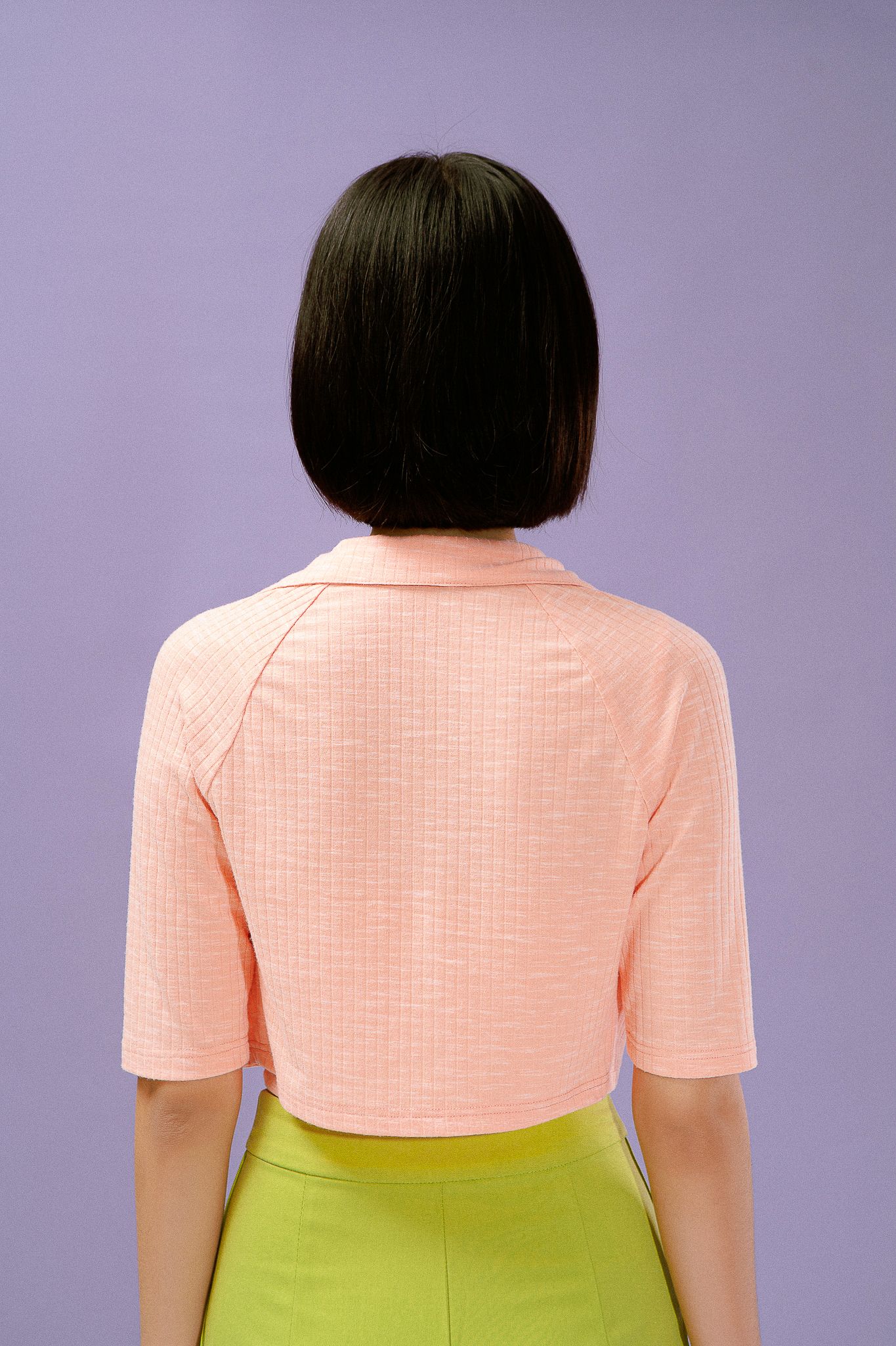  Peach Orange Raglan Sleeve Cropped Cardigan 