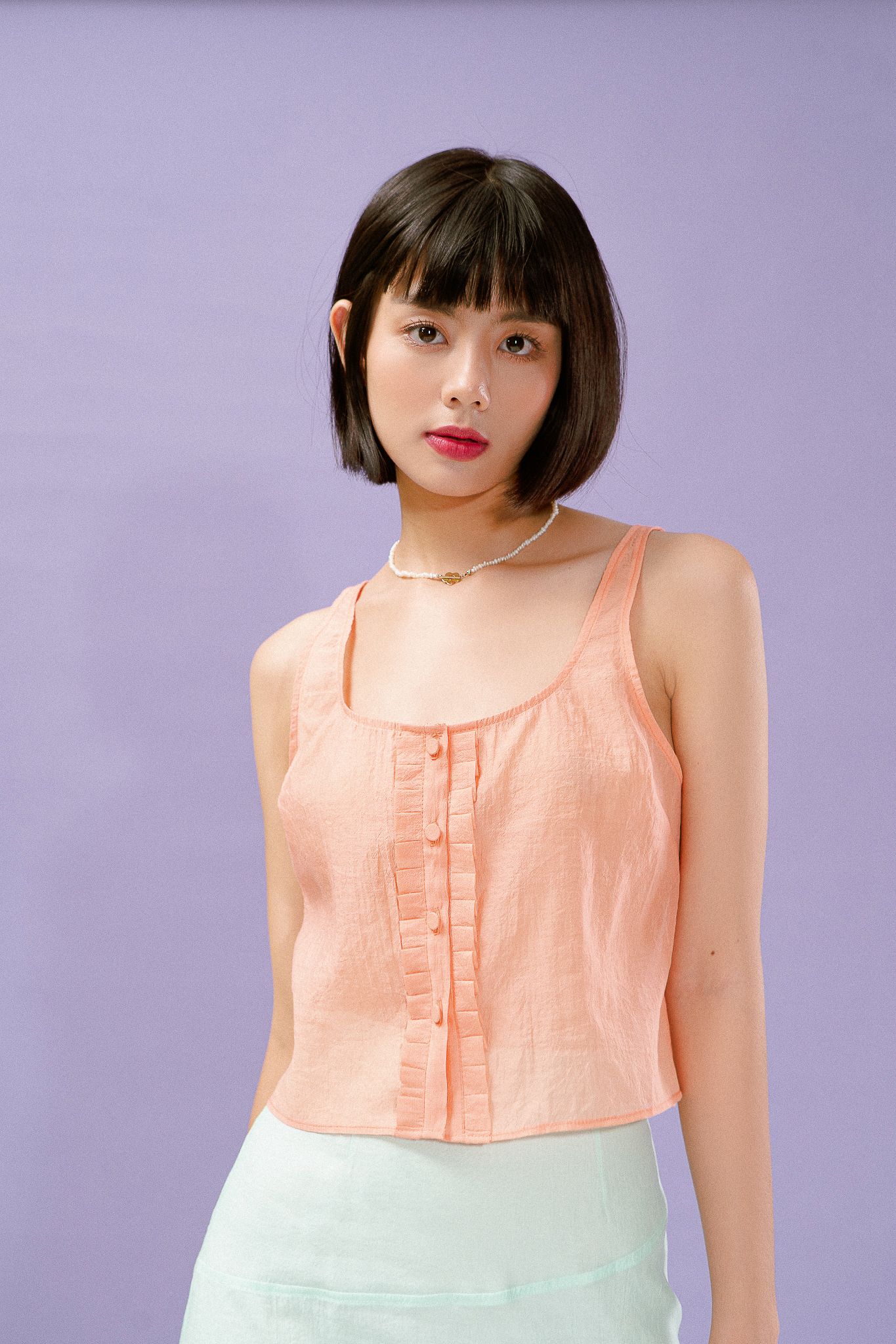  Ruffle Camisole - Peach Orange 