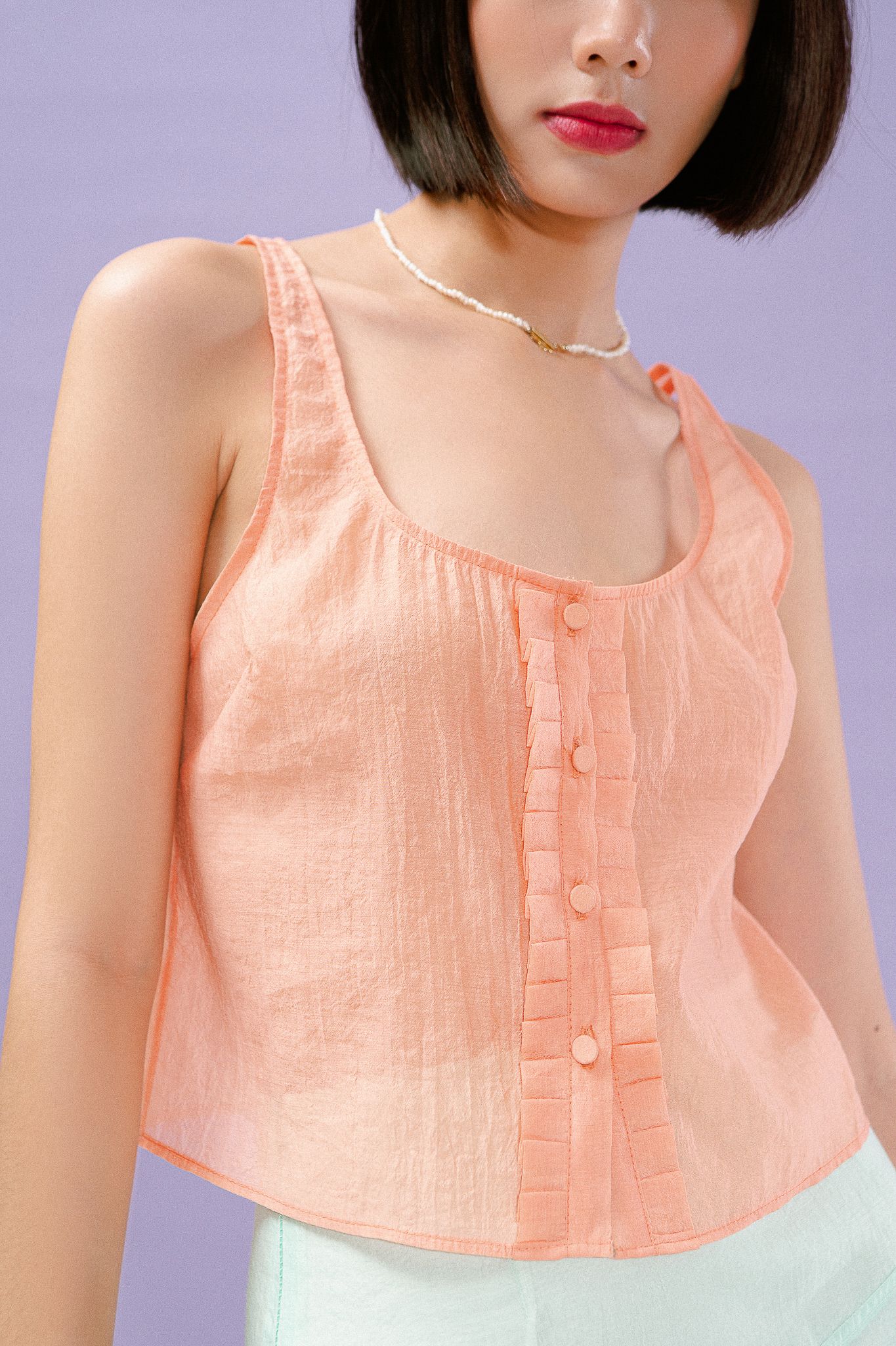  Ruffle Camisole - Peach Orange 