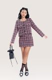  Pink Bockets Plaid Tweed Mini Skirt 