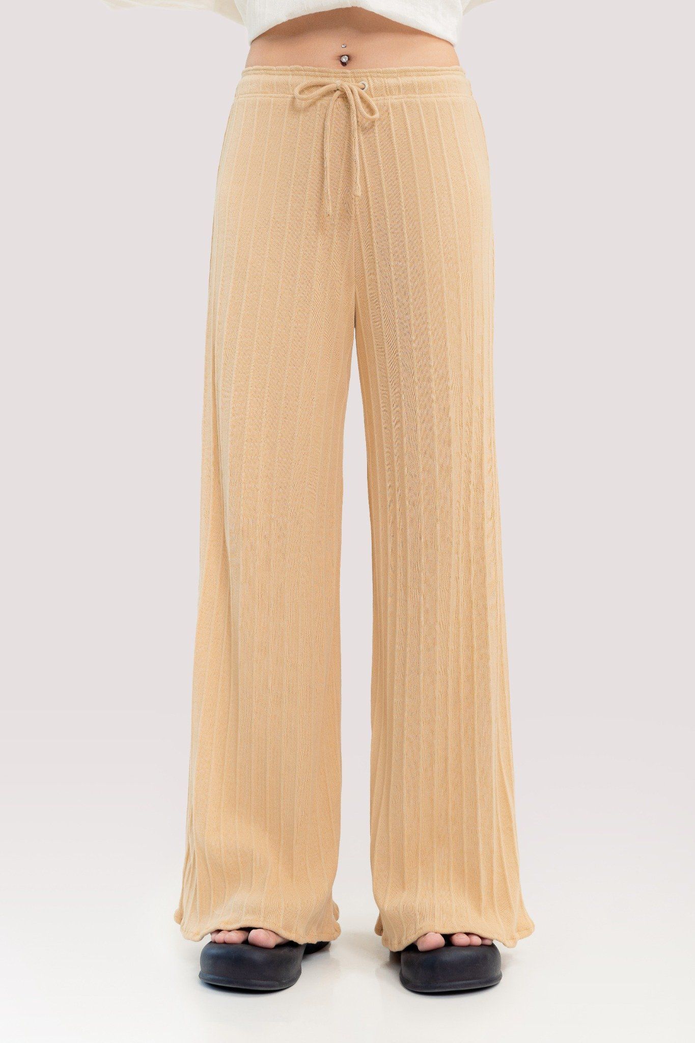  Beige Comfort Ribbed Pants 