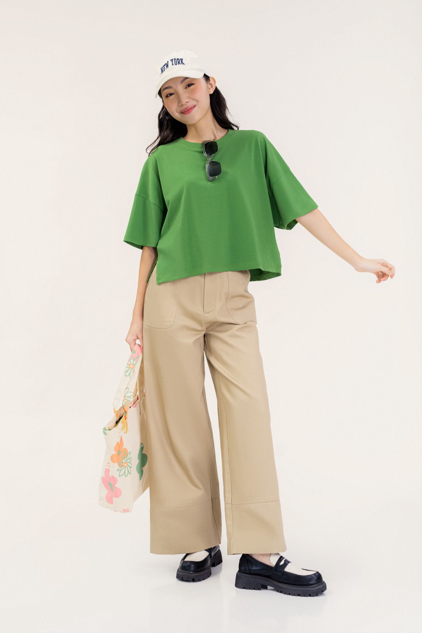  Beige Straight Leg Khaki Trousers 