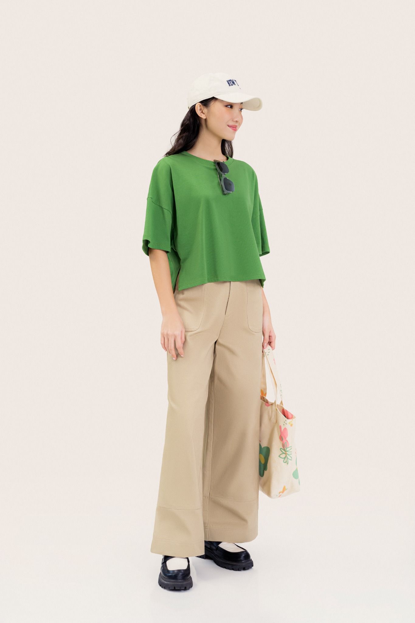  Beige Straight Leg Khaki Trousers 