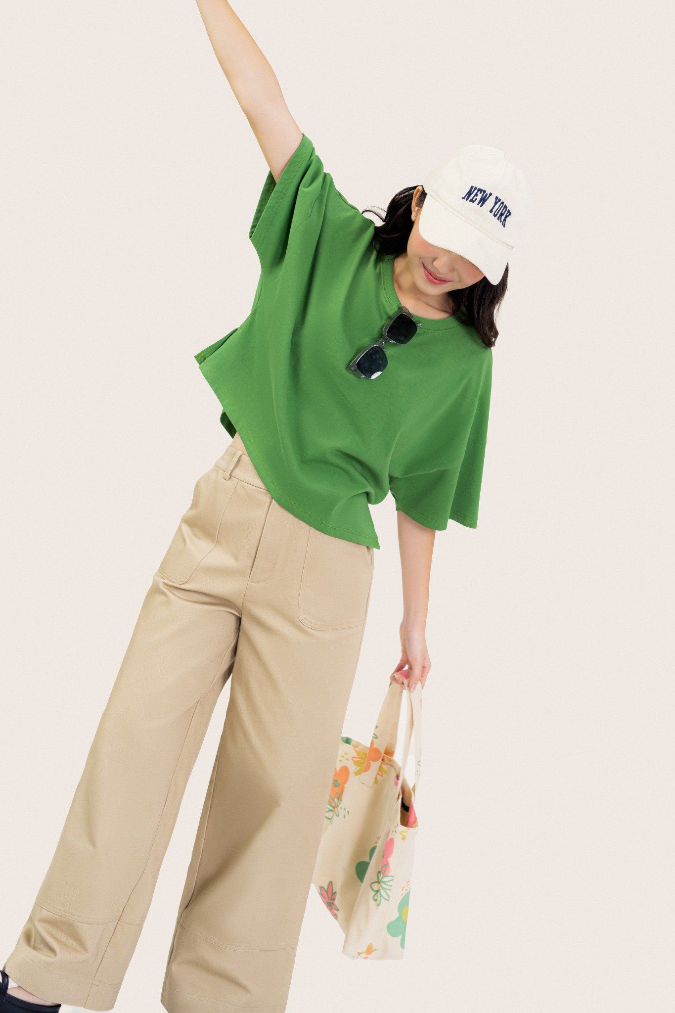  Beige Straight Leg Khaki Trousers 