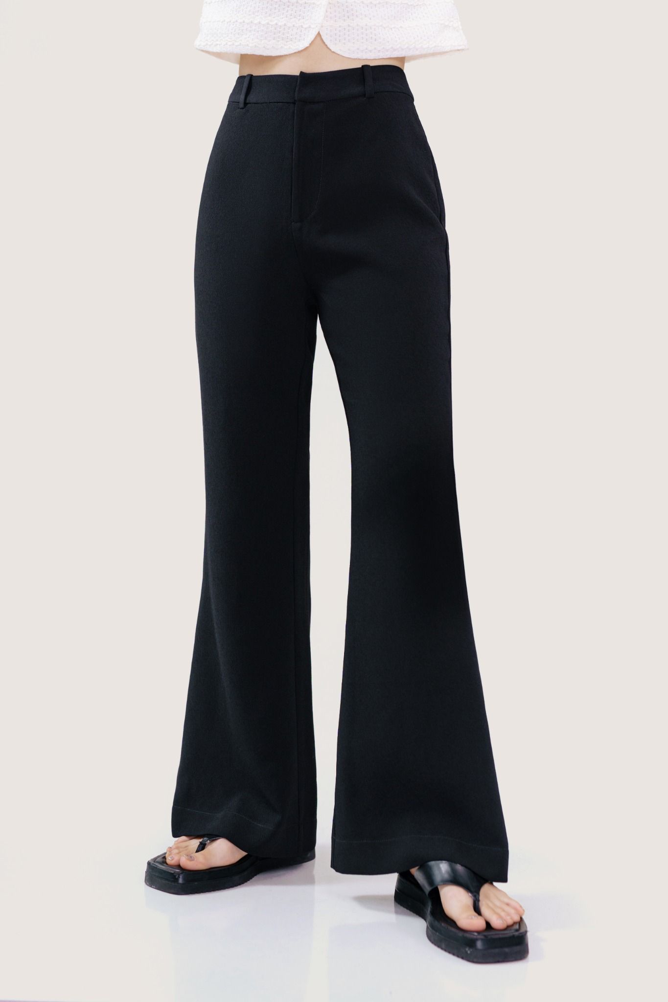  Black Flared Slim Trousers 