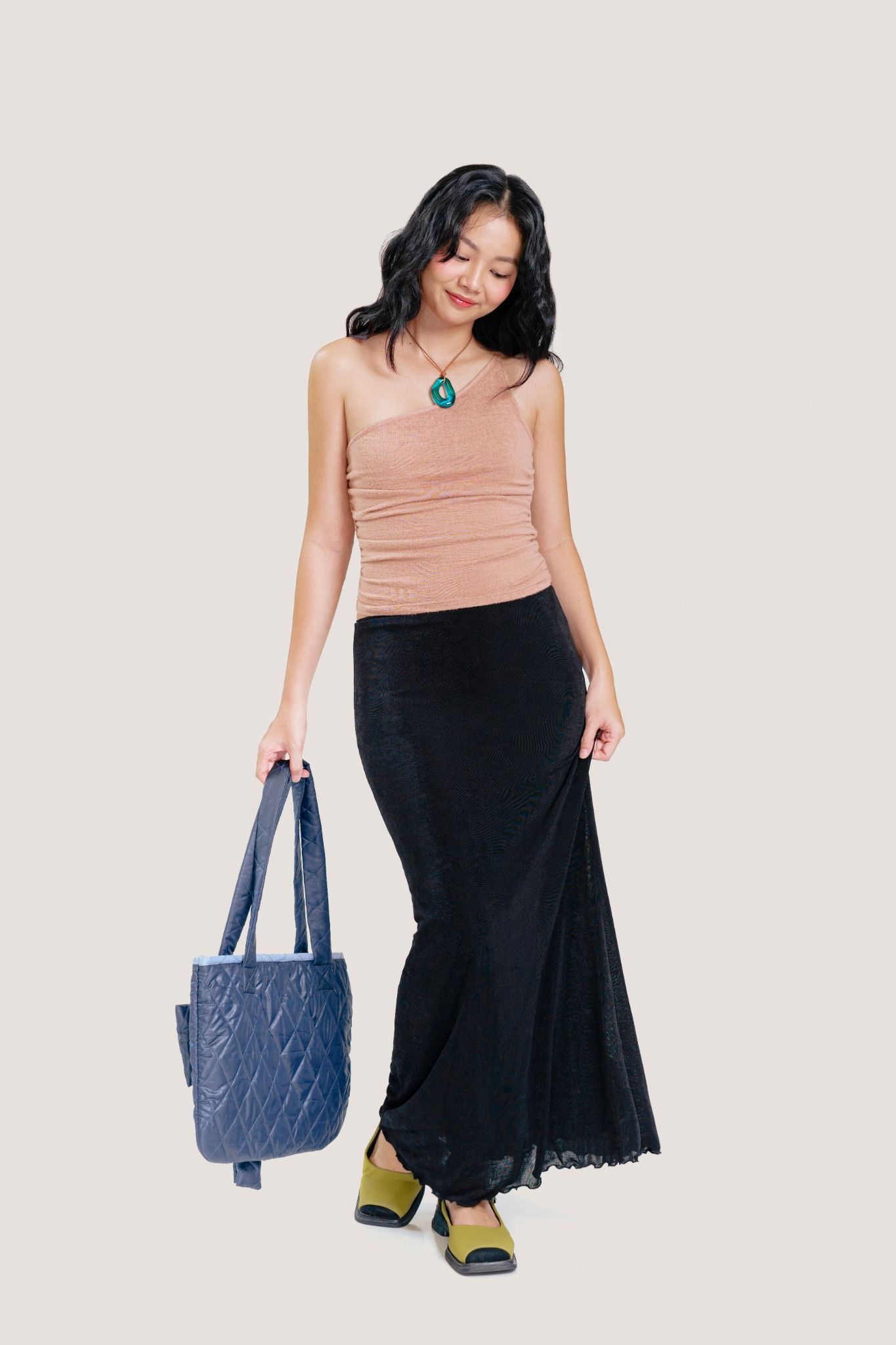  Black Lettuce Hem Flared Maxi Skirt 