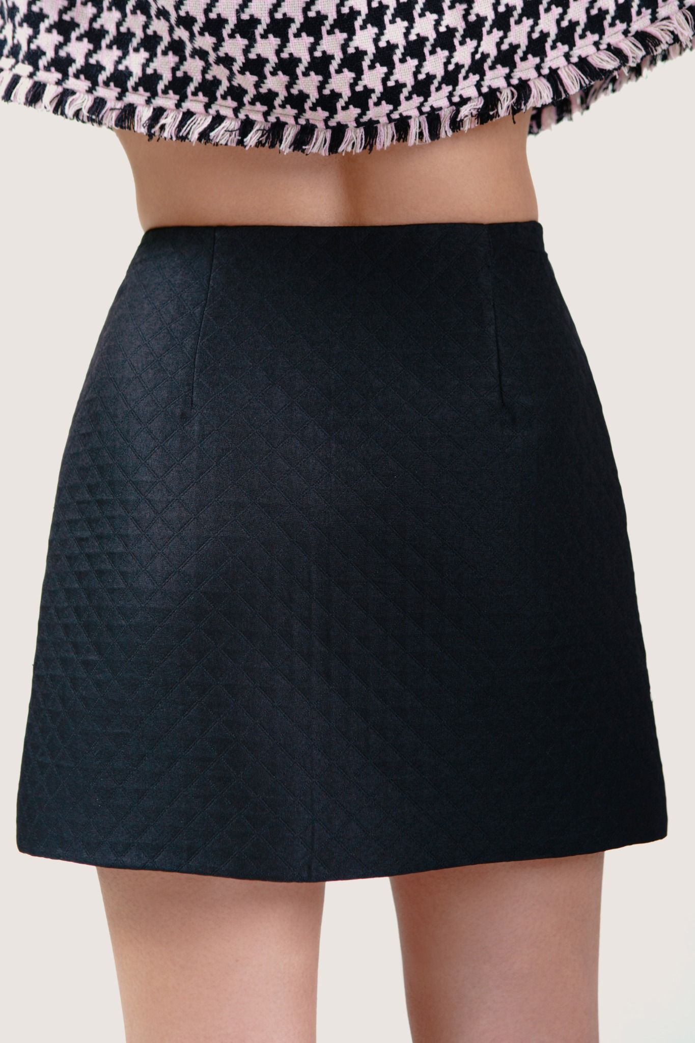  Black Quilted A-Line Mini Skirt 