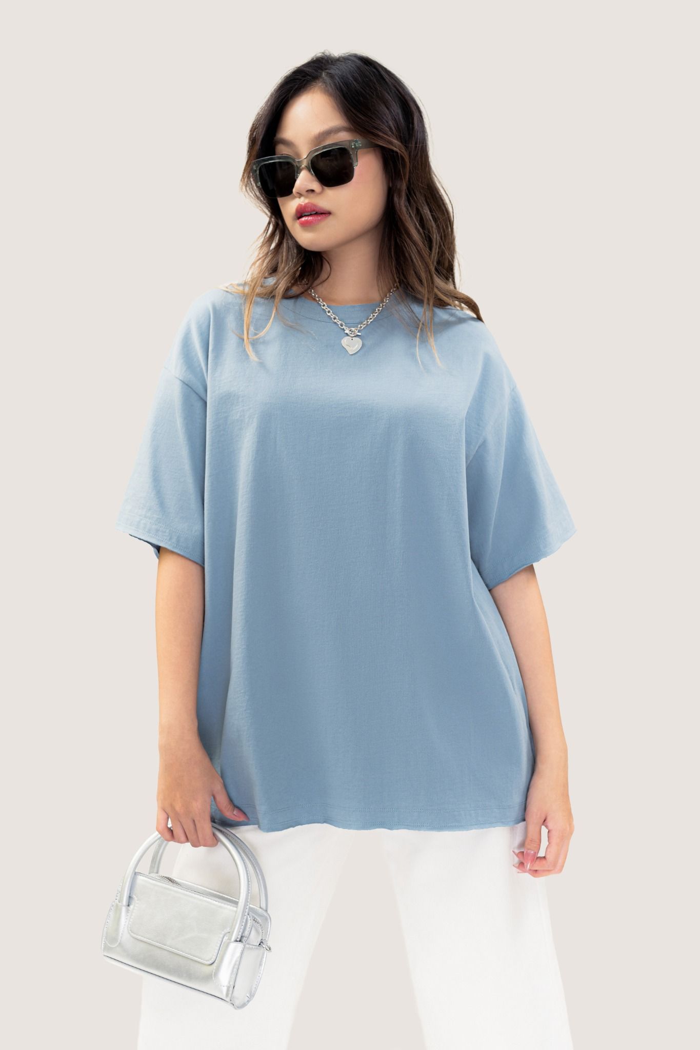  Blue Raw-Cut Oversized T-shirt 