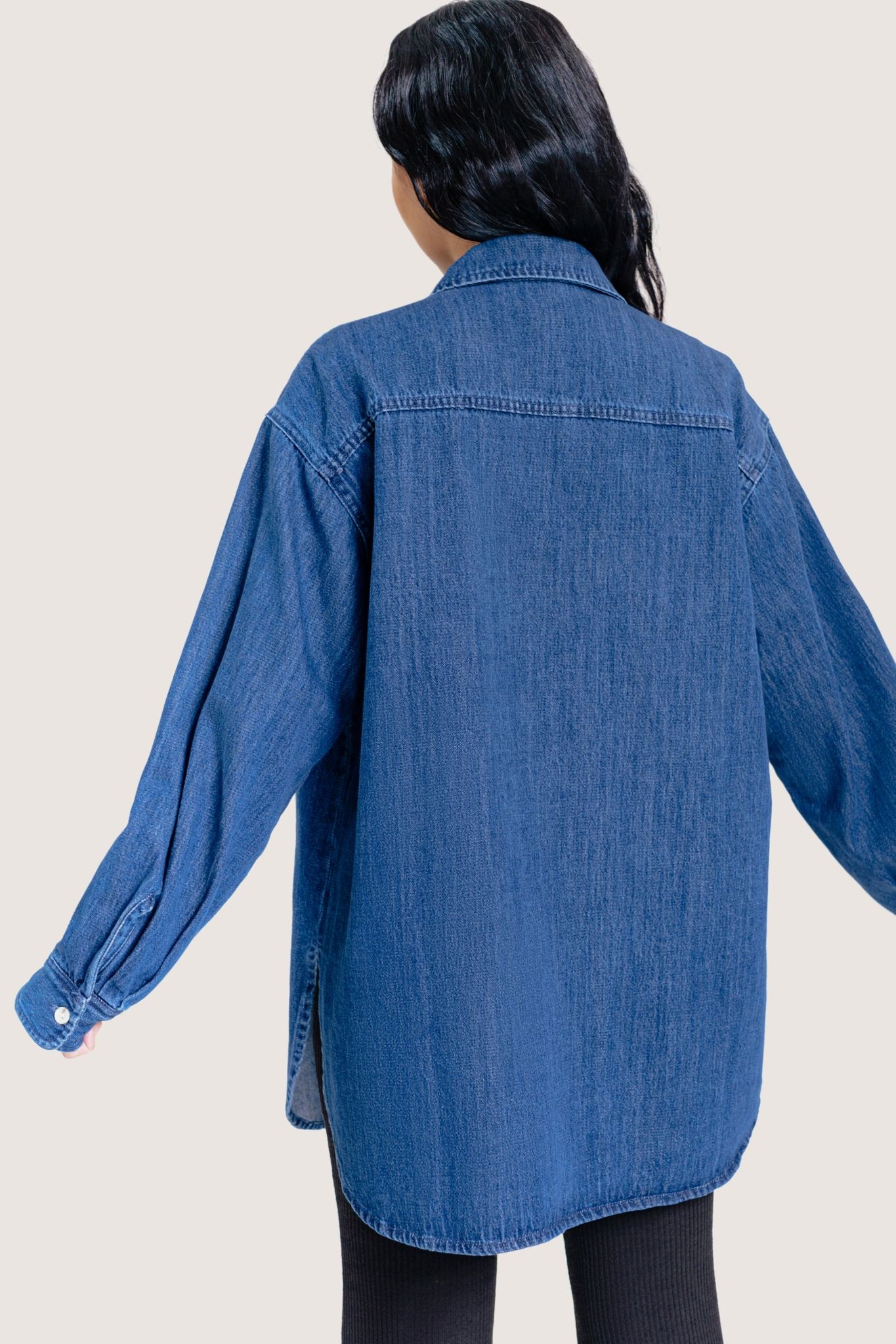  Boyfriend Medium Blue Denim Overshirt Jacket 