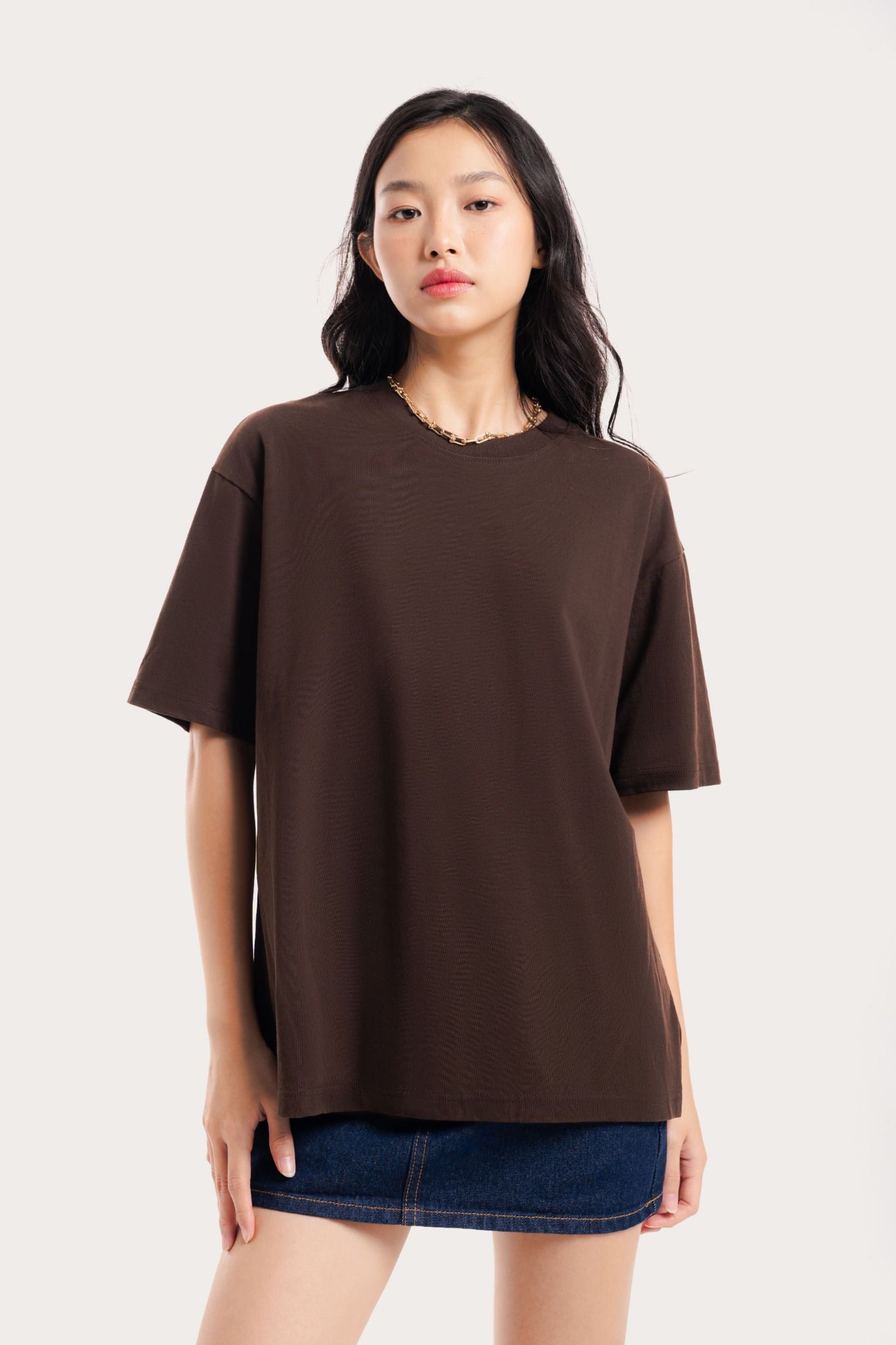  Brown Crew Neck Short Sleeve T-shirt 