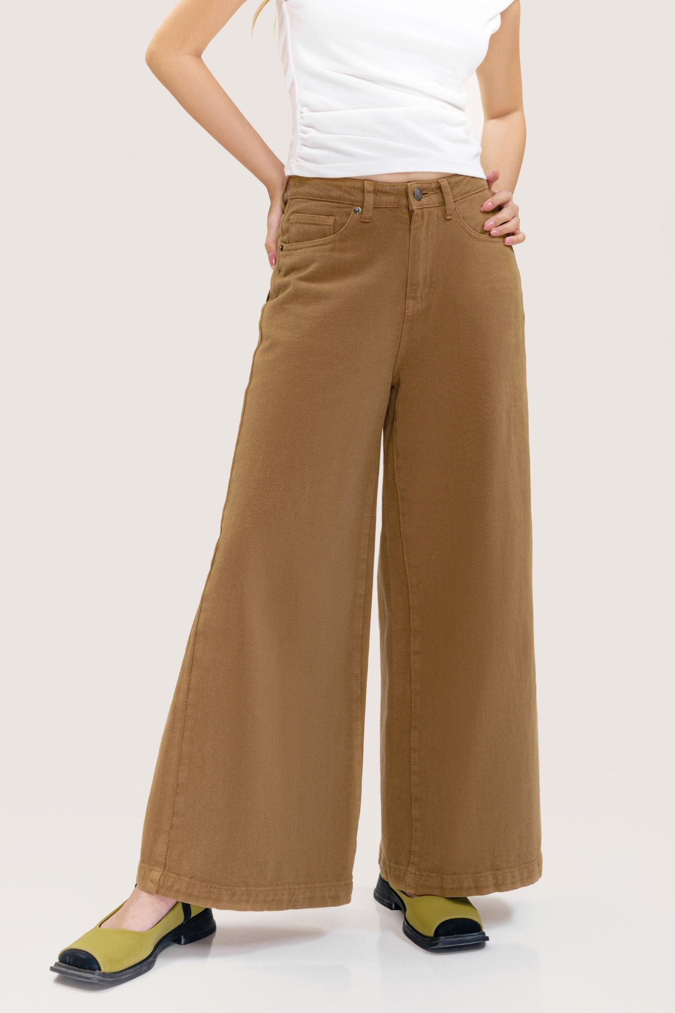  Coffee Brown Wide Leg Jeans 