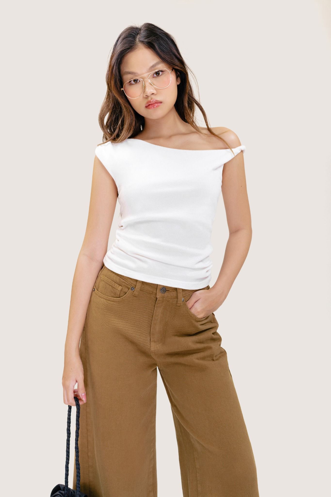  Coffee Brown Wide Leg Jeans 