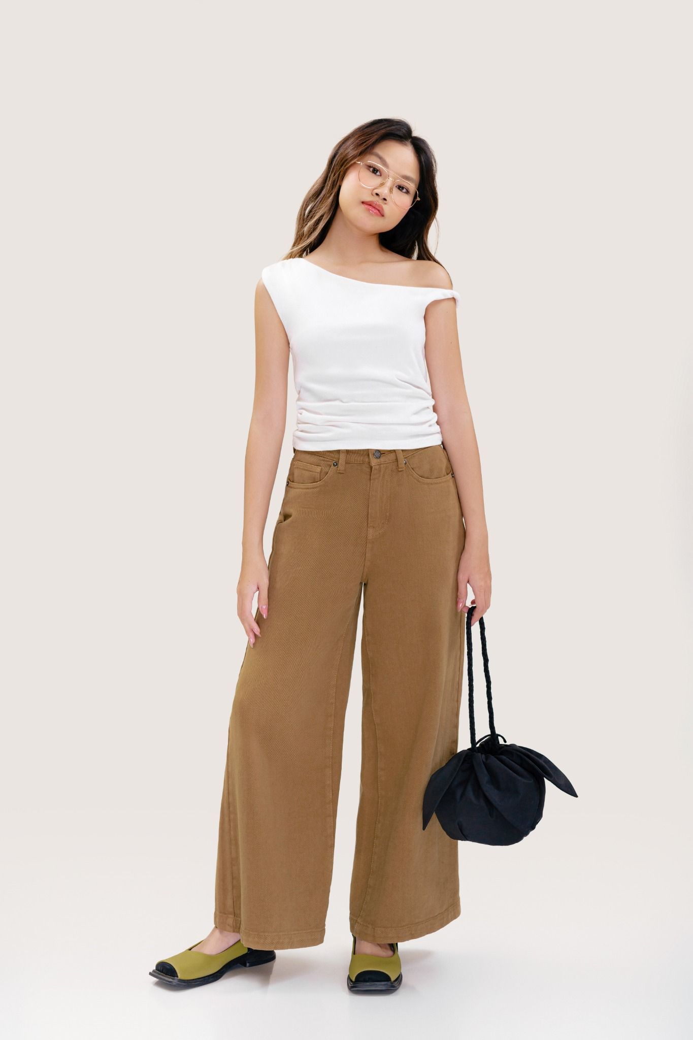  Coffee Brown Wide Leg Jeans 