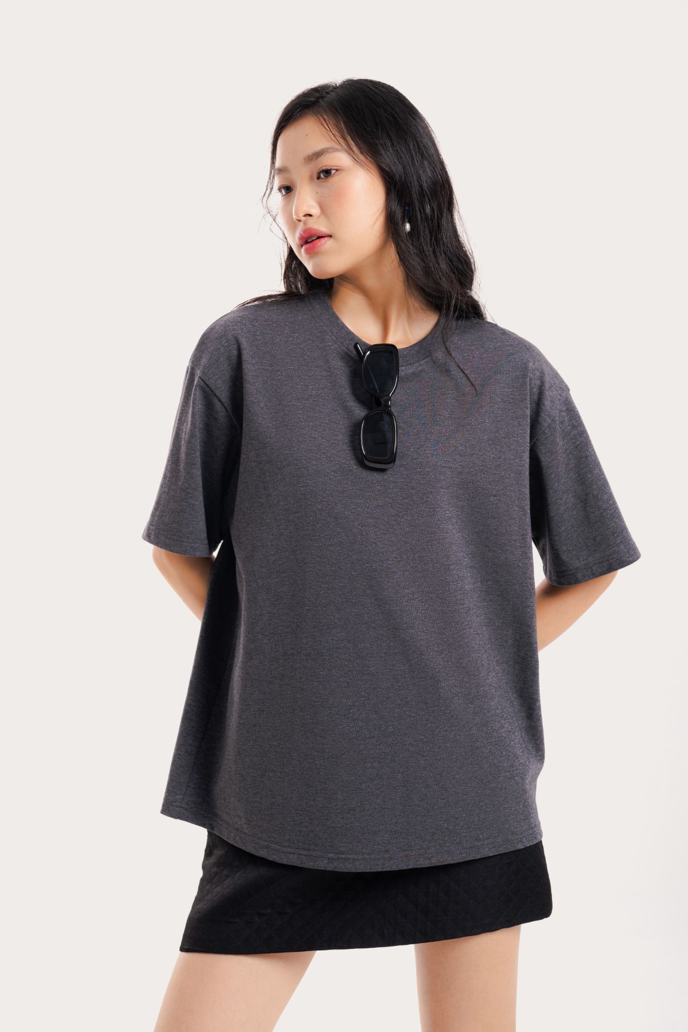  Dark Grey Crew Neck Short Sleeve T-shirt 