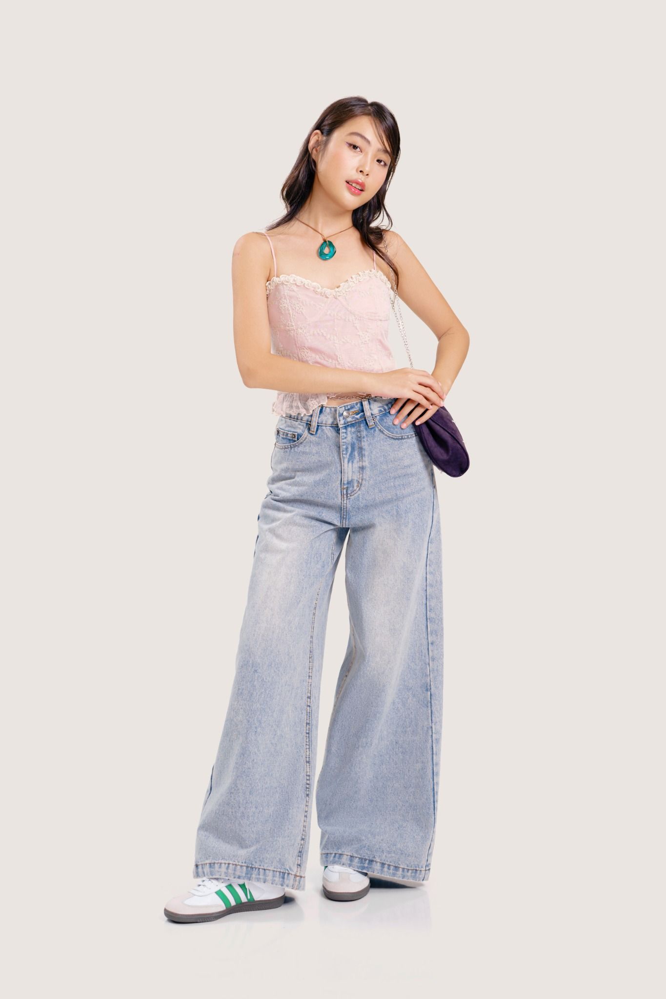  Light Blue Wash A-line Jeans 